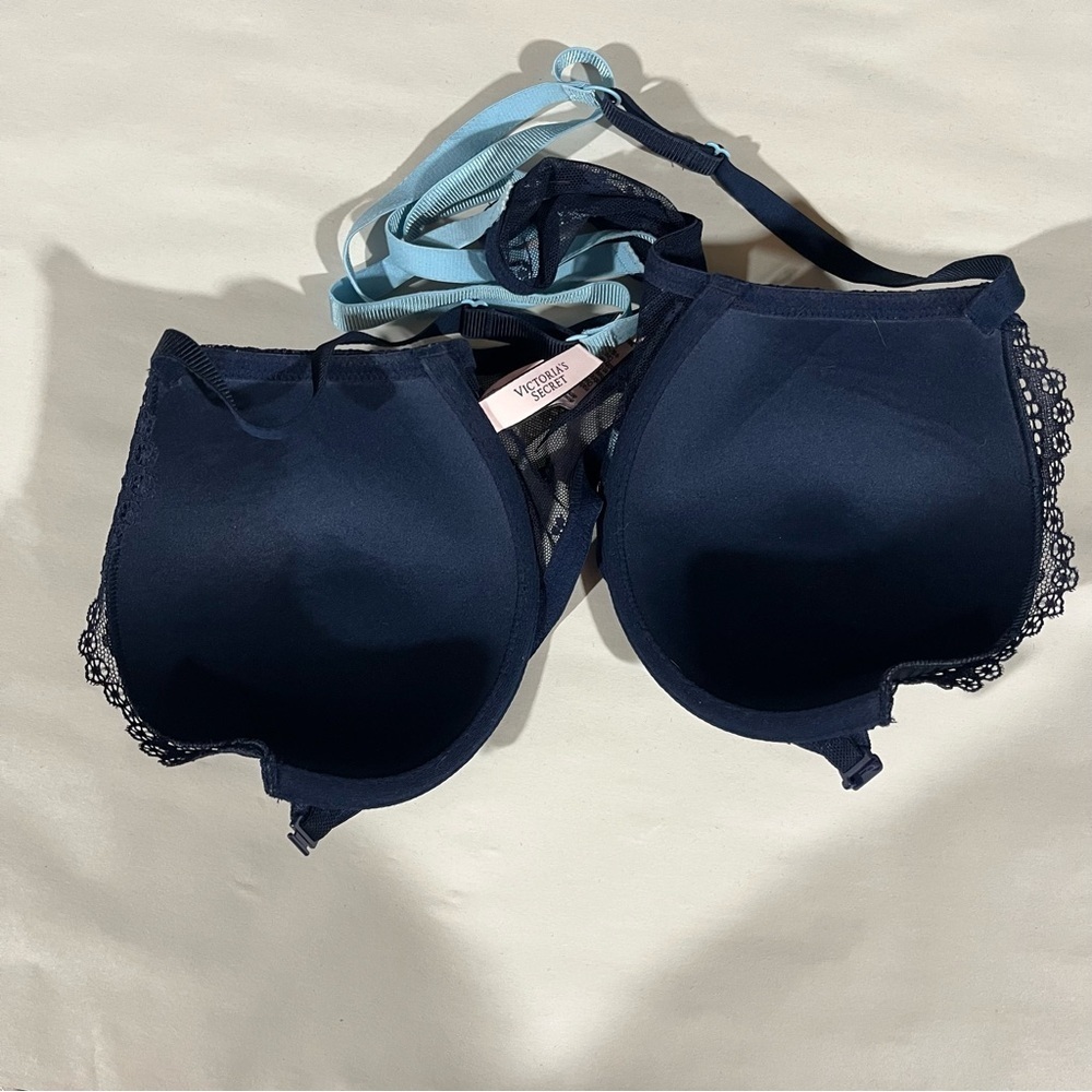 Victoria's Secret Set of Two Lace Demi Bras - Navy and Tan 36C - Picture 9 of 13